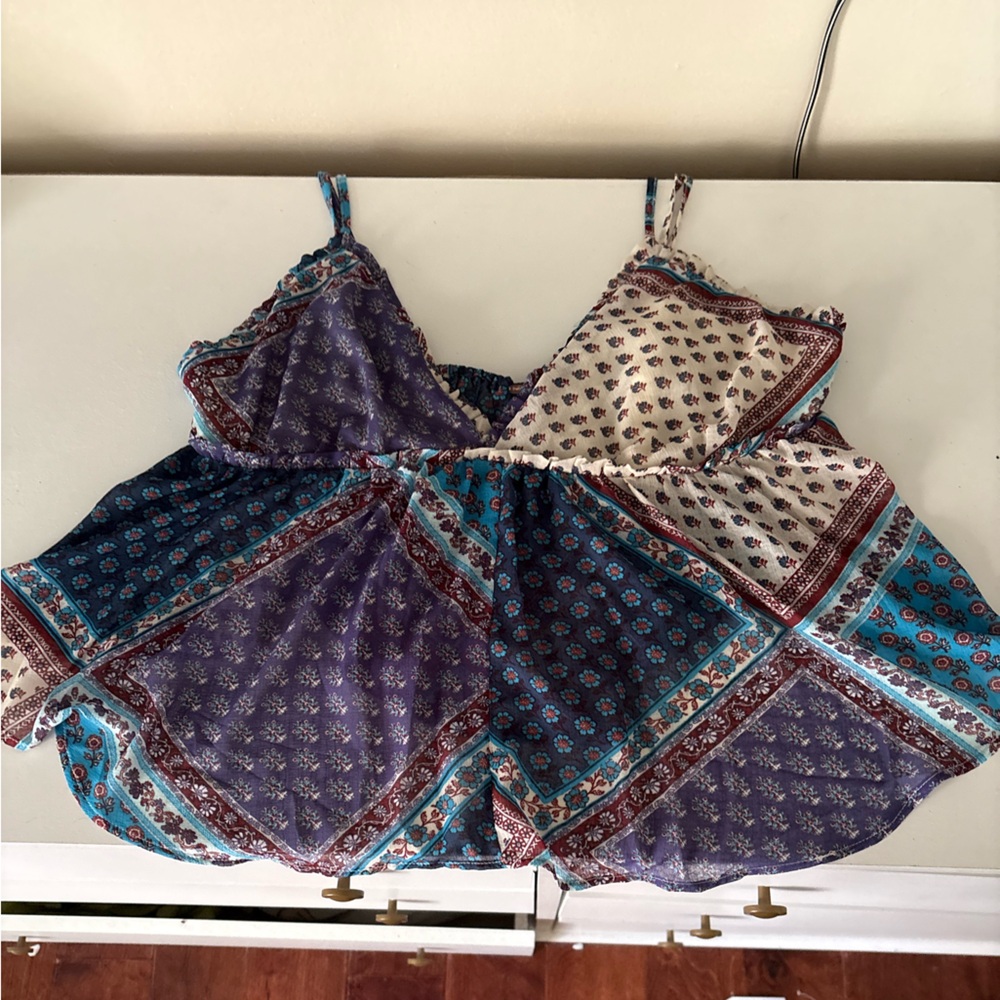 Free People Multicolor Patchwork Top - image 1